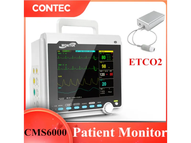 Monitor pacient CONTEC CMS6000 cu ecran color 8” pentru ICU/CCU – ECG NIBP SpO2 PR TEMP