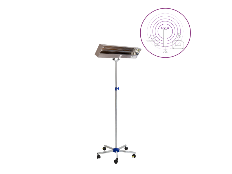 Lampă UV-C bactericidă și germicidală LBAI 2X55W-S din inox – stativ mobil