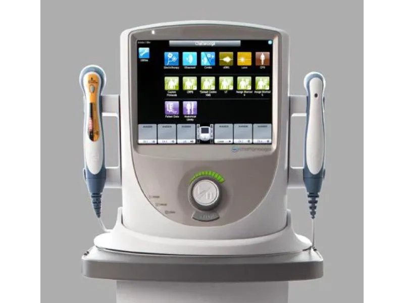 Combină de fizioterapie upgradabilă cu până la 8 canale independente: 4 canale electroterapie 2 canale EMG si EMG cu electrostimulare (pentru recuperare neurologică) laser ultrasunet 4 canale vacuum