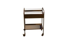 Masuta instrumentar inox: 60x40x80 (h) cm cu sertar si 2 boluri