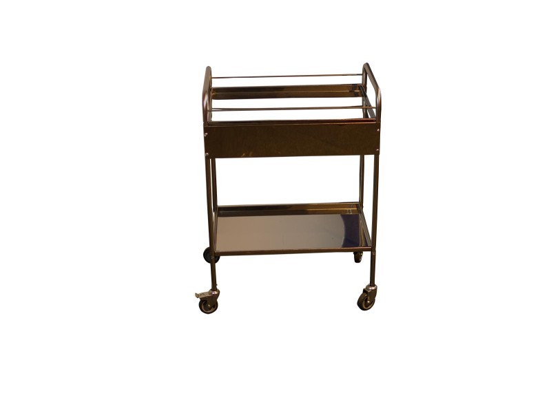 Masuta instrumentar inox: 60x40x80 (h) cm cu sertar si 2 boluri