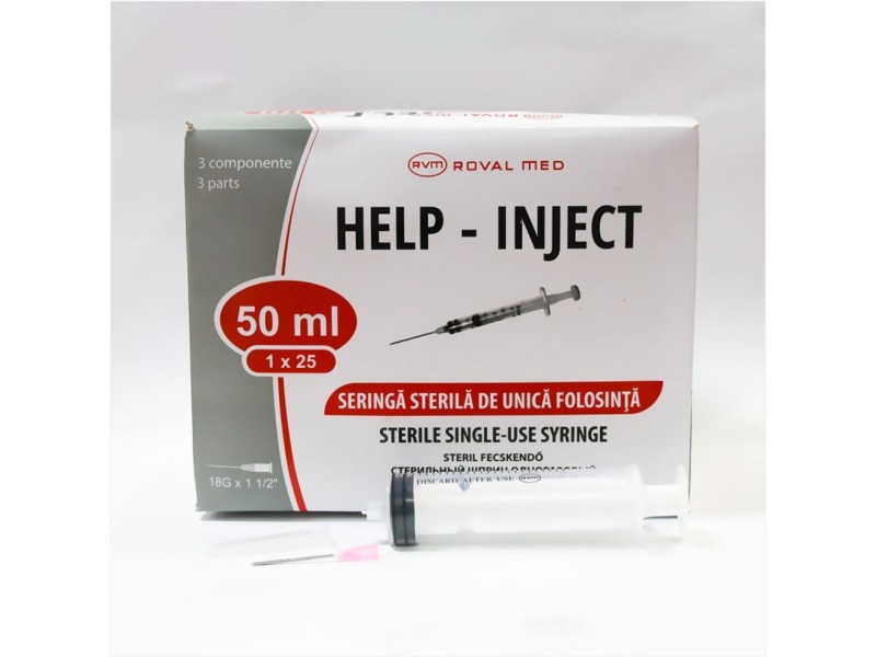 Seringa de unica folosinta 50ml cu ac / SERINGA 50 ML LOCK CU AC PENTRU INFUSOMAT - cutie 25 buc