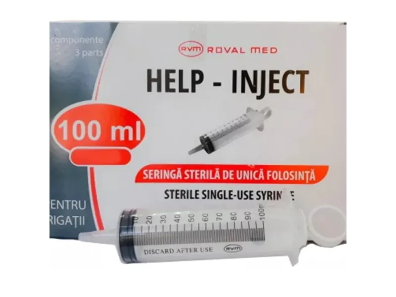 Seringa irigatii 100ml sterila fara ac / SERINGA 100 ML GUYON PENTRU IRIGATII - cutie 25 buc