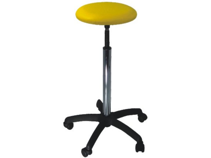 Taburet medic:mobil,5 roti pivotante;mecanism ridicare cu surub cromat