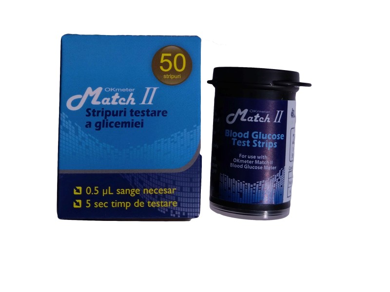 OKMeter Match II Teste glicemie , fara calibrare, cutie 50 teste