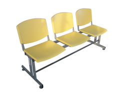 Bancheta Sală de Așteptare cu Cadrul din Inox și Șezut din PVC – 3 Locuri (BS03)