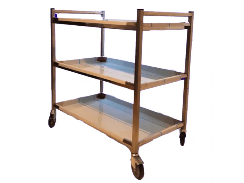 Cărucior transport materiale sanitare din inox cu 3 blaturi – TDN-CMS2