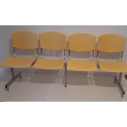 Bancheta Sală de Așteptare cu Cadrul din Inox și Șezut din PVC – 4 Locuri (BS04)