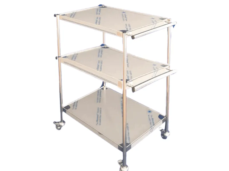 Masă instrumentar inox cu mânere orizontale și 3 blaturi – TDN-MO2