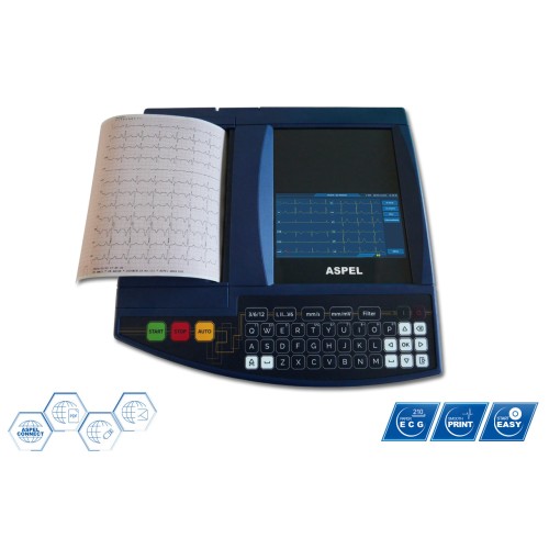 Electrocardiograf ASPEL ECG GOLD v.07.101 (12 canale, display TFT, imprimantă termică 210 mm)