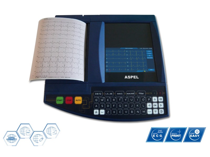 Electrocardiograf ASPEL ECG GOLD v.07.101 (12 canale display TFT imprimantă termică 210 mm)