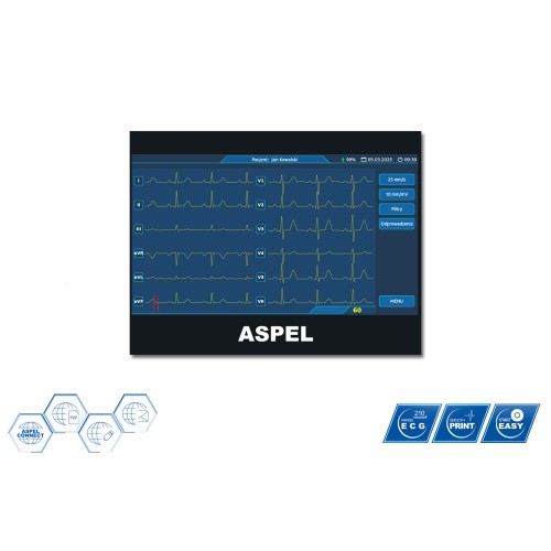 Electrocardiograf ASPEL ECG GOLD v.07.101 (12 canale, display TFT, imprimantă termică 210 mm)
