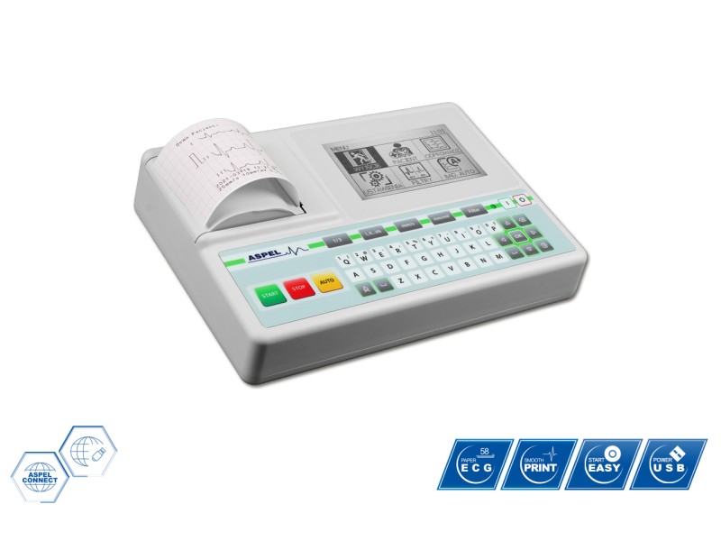 Electrocardiograf ASPEL ECG GREEN v.05.101 (12 canale imprimantă termică ecran TFT)