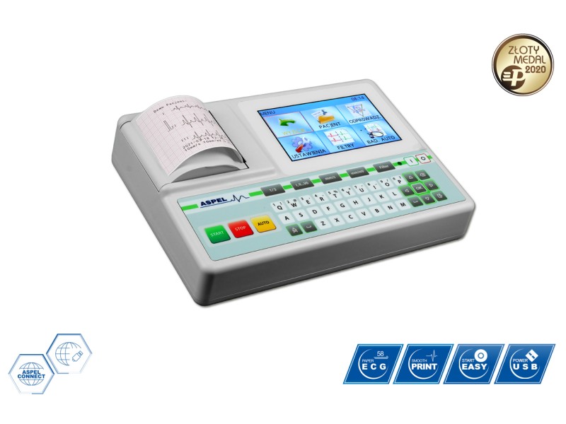 Electrocardiograf ASPEL ECG GREEN v.06.101 (1/3/6/12 canale ecran TFT 4 3″ imprimantă termică)
