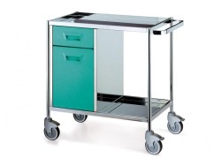 Givas SERVICE TROLLEYS - Carucior inox cu dulap si sertar 80x50x87 cm