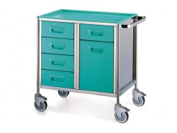 Givas SERVICE TROLLEYS - Carucior inox 5 sertare cu dulap 80x50x87 cm