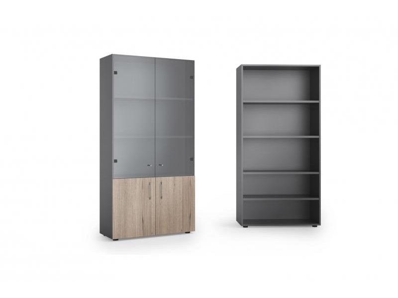 Givas OFFICE CABINET - Dulap birou cu usi de sticla sus si oarbe jos