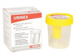 Recipient Steril Urina 120ml GIMA Capac Galben 100 buc