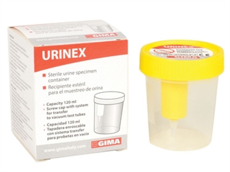 Recipient Steril Urina 120ml GIMA Capac Galben 100 buc