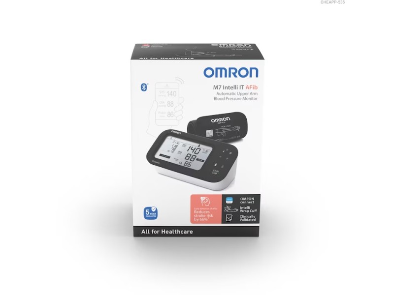 OMRON M7 Intelli IT AFib (HEM-7380T1-EBK) – Tensiometru inteligent cu Bluetooth și detecție AFib