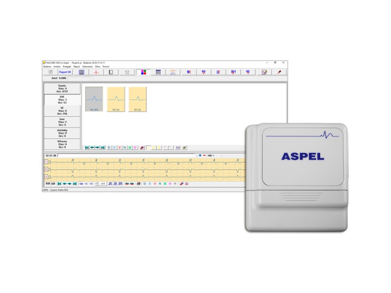 Holter ECG profesional 12 canale ASPEL HLT HOLCARD-712 – Sistem complet cu software de analiză