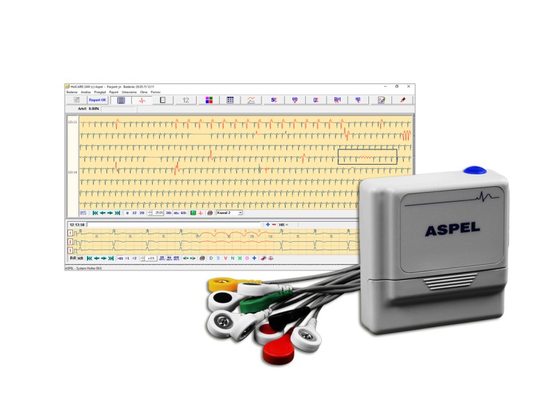 Holter ECG profesional 12 canale ASPEL HLT HOLCARD-712 – Sistem complet cu software de analiză