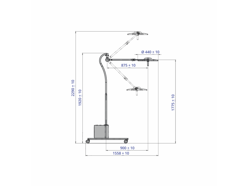 Lampa examinare Emaled 200M, acumulator si stand mobil, 50.000 lx