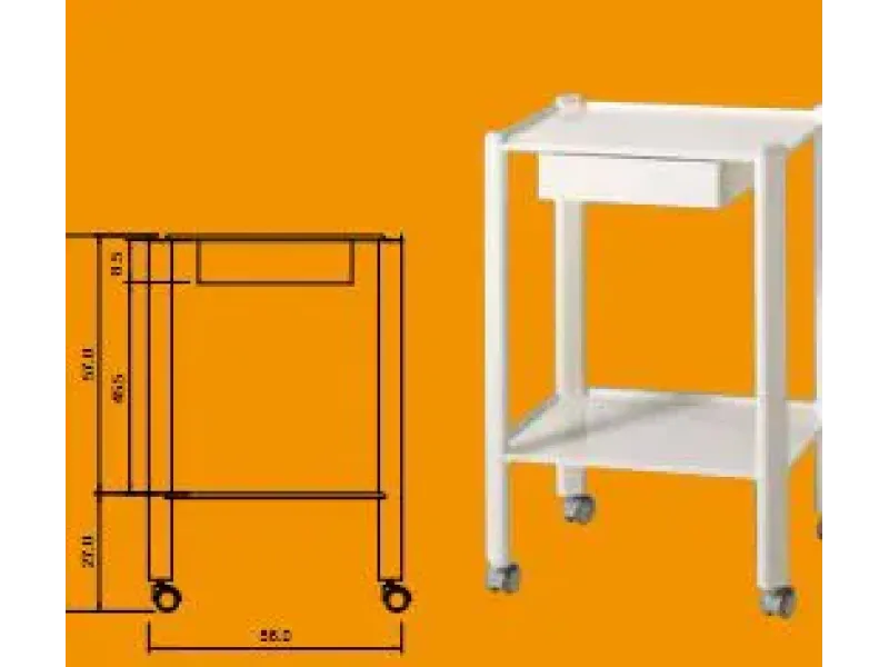 Etajera Metalica Trolley Cu Sertar C2R