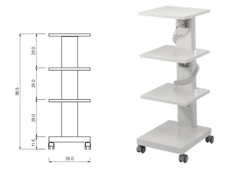 Etajera Metalica Trolley Cu Sertar C2R