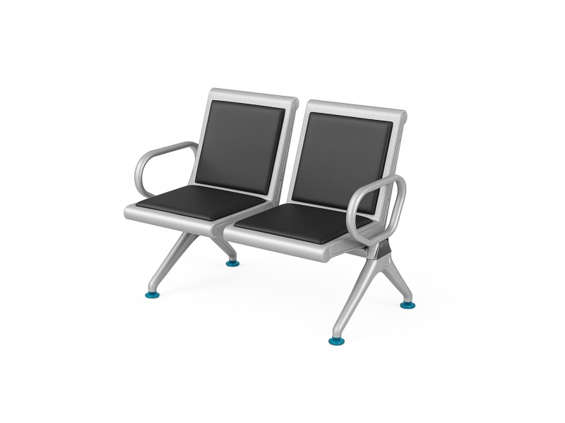 Banchetă sală așteptare 2 locuri cu piele ecologică