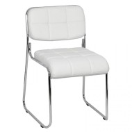 Scaun așteptare din piele ecologicǎ alb