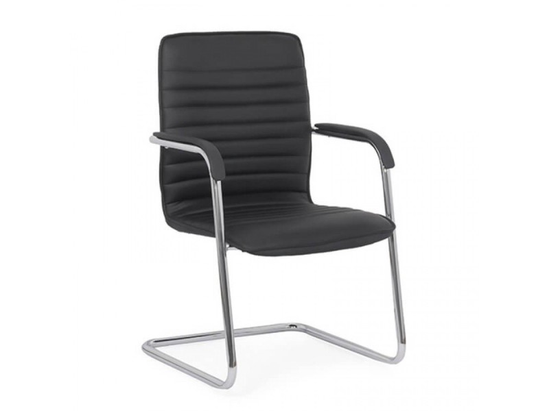 Scaun așteptare din piele ecologicǎ negru