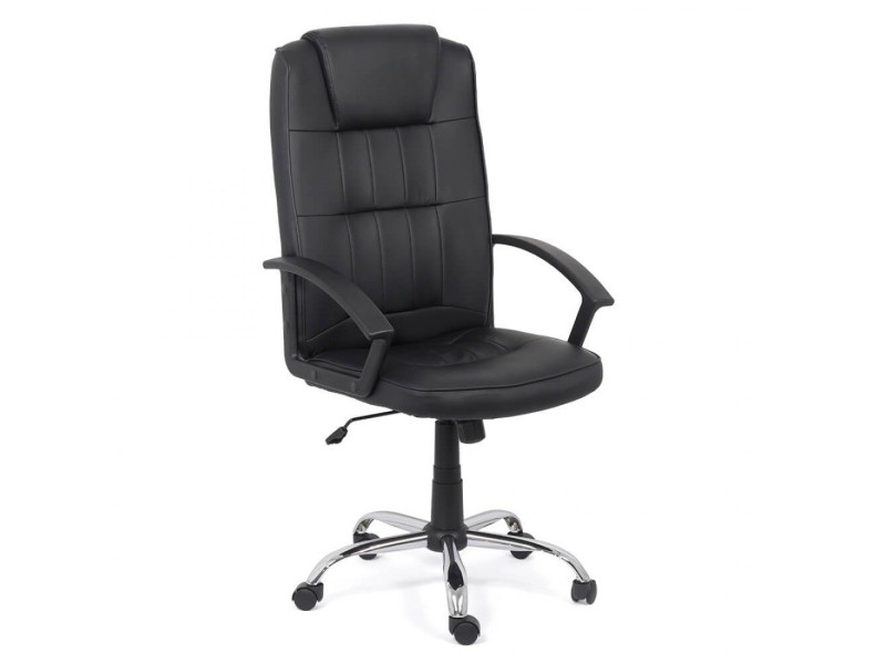Scaun de birou negru din piele ecologică